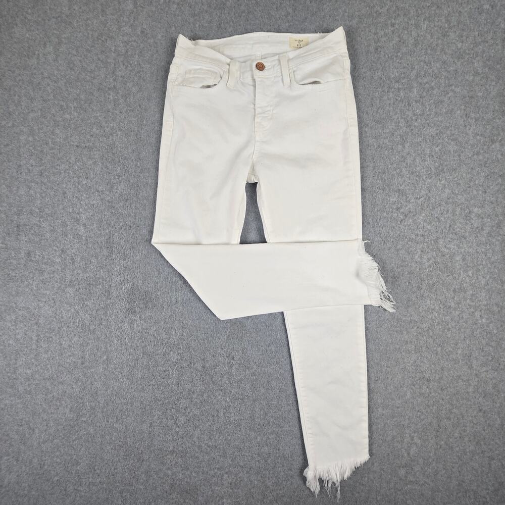 Bridge by Gly Jeans Womens Size 25 Mid Rise Ankle Skinny White Frayed Hem